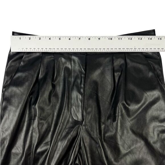 Princess Polly Love Club Black Pleated Faux Leather Pants High Rise Size 6 - Picture 8 of 11